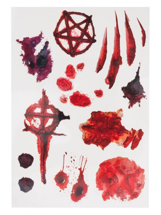 Smiffys Make - Up FX, Occult Wound Tattoo Transfers - Adult Weekender