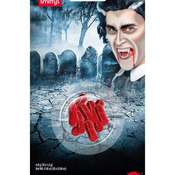 Smiffys Make - Up FX, Powder Blood Capsules, Red - Adult Weekender