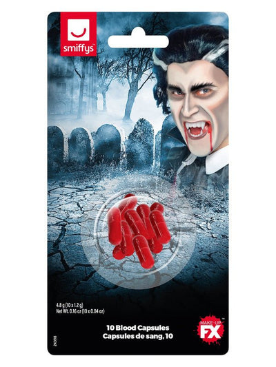 Smiffys Make - Up FX, Powder Blood Capsules, Red - Adult Weekender