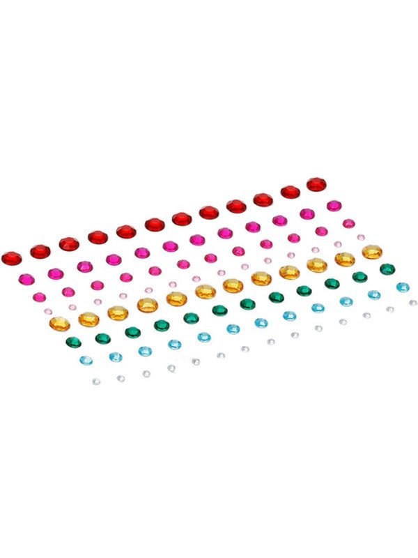 Smiffys Make - Up FX, Rainbow Jewel Face Gems, Multi - Adult Weekender