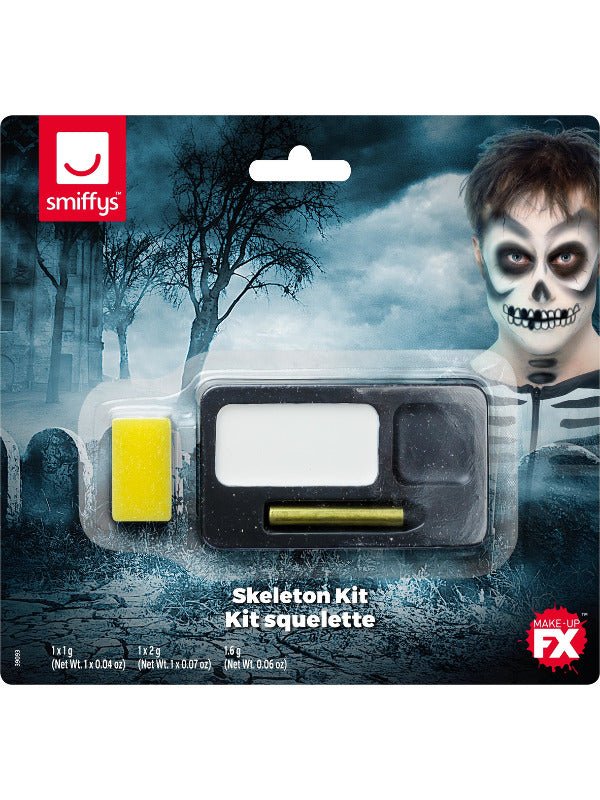 Smiffys Make - Up FX, Skeleton Kit, Black &amp; White - Adult Weekender
