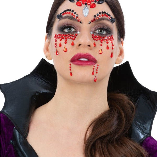 Smiffys Make - Up FX, Vampiress Face Jewels - Adult Weekender