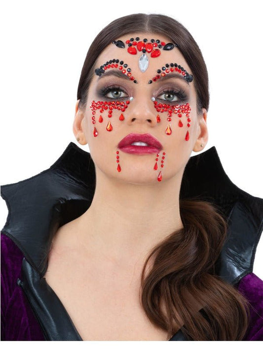 Smiffys Make - Up FX, Vampiress Face Jewels - Adult Weekender