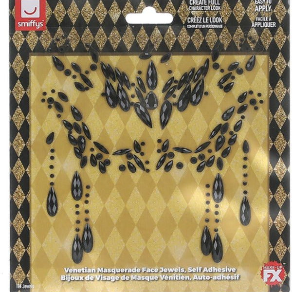 Smiffys Make - Up FX,Venetian Masquerade Face Jewels - Adult Weekender
