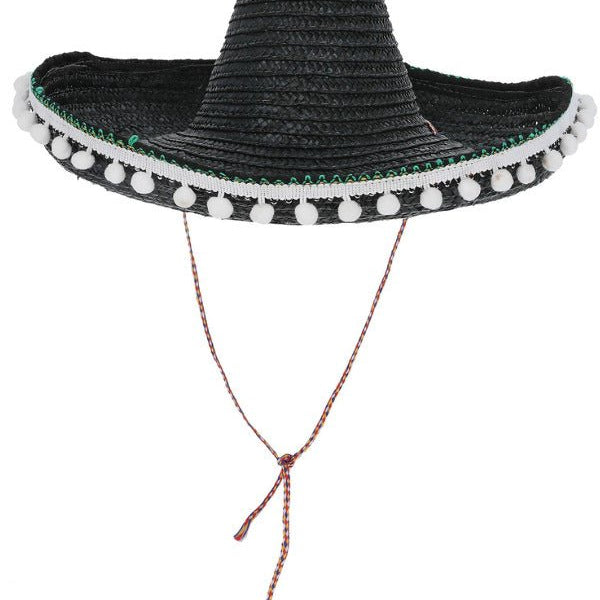 Sombrero Straw Hat, Black - Adult Weekender