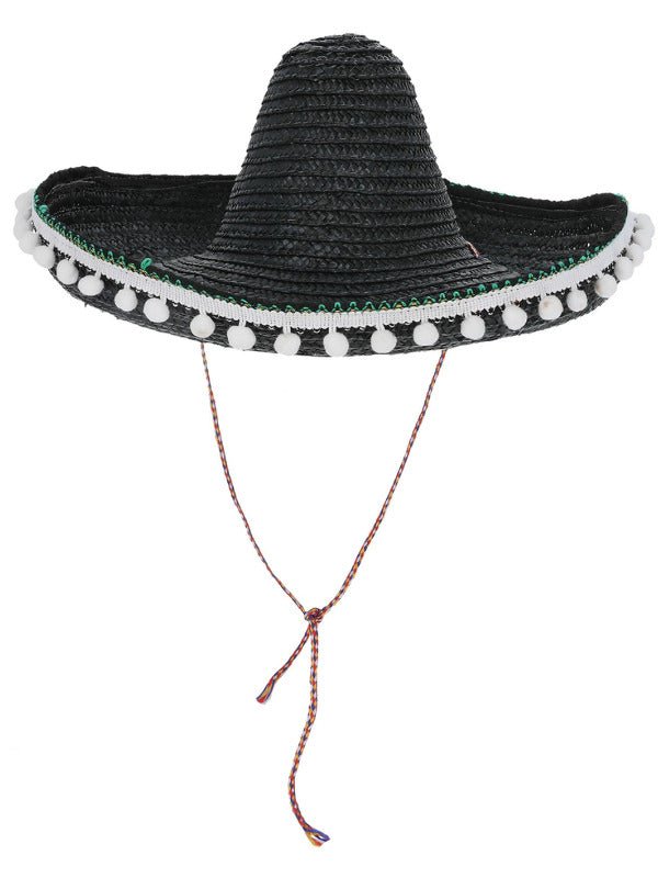 Sombrero Straw Hat, Black - Adult Weekender