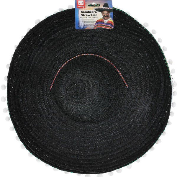 Sombrero Straw Hat, Black - Adult Weekender