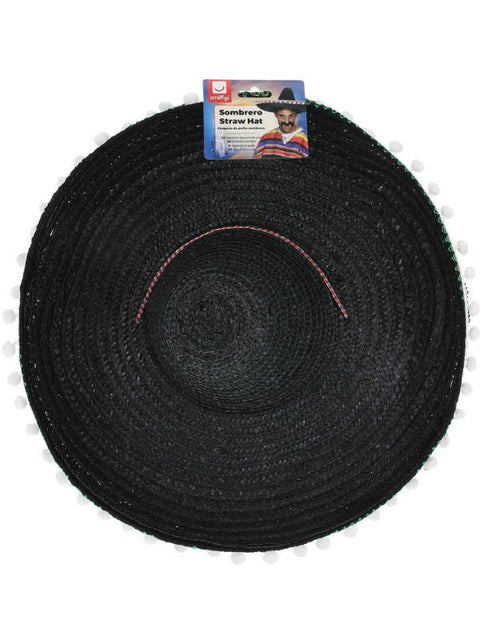 Sombrero Straw Hat, Black - Adult Weekender