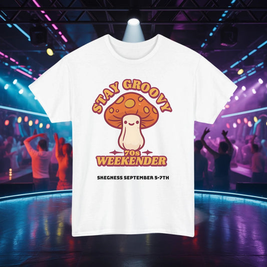 Stay Groovy - Adult Weekender Front and Back Personalised Unisex Heavy T-Shirt 70s - Adult Weekender