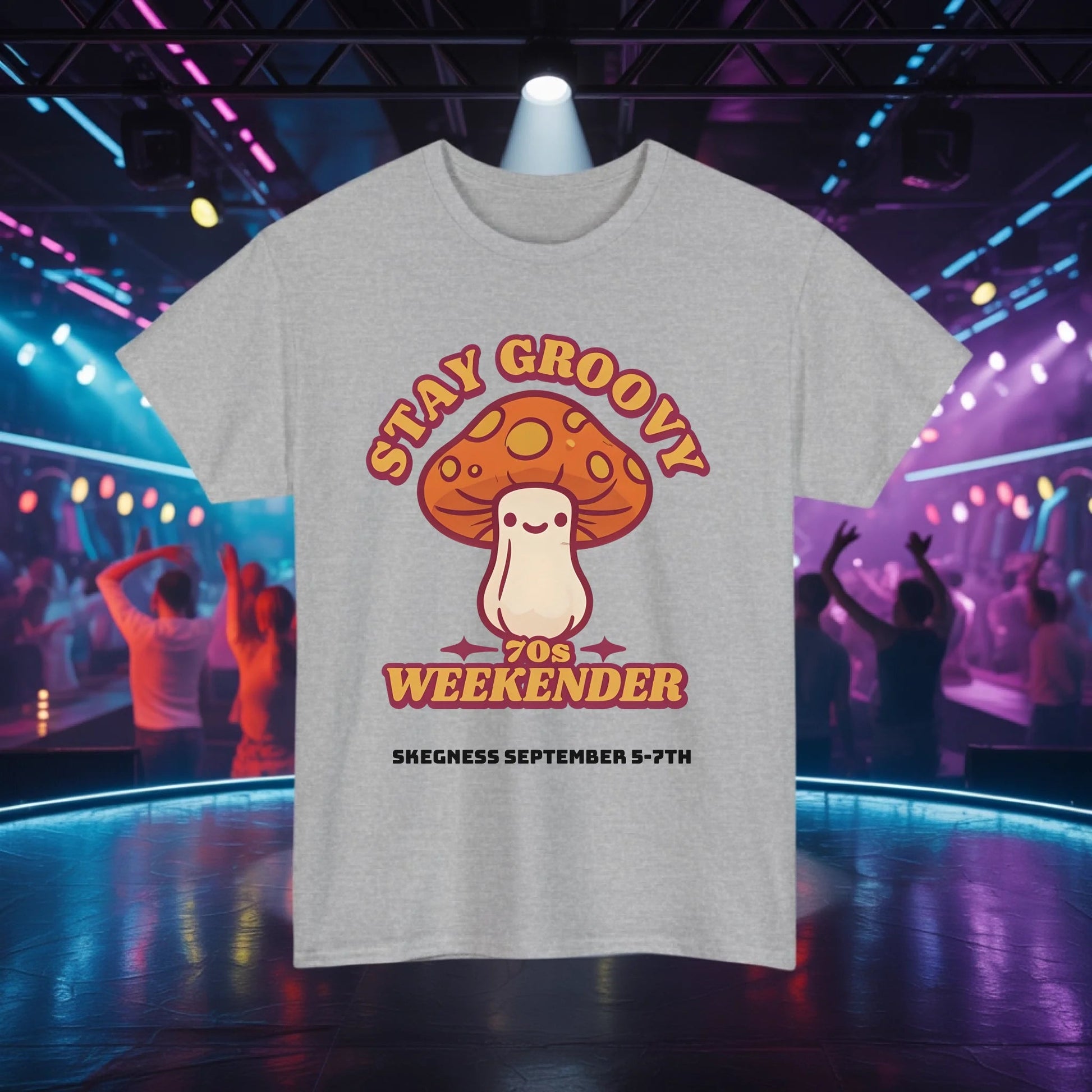 Stay Groovy - Adult Weekender Front and Back Personalised Unisex Heavy T-Shirt 70s - Adult Weekender