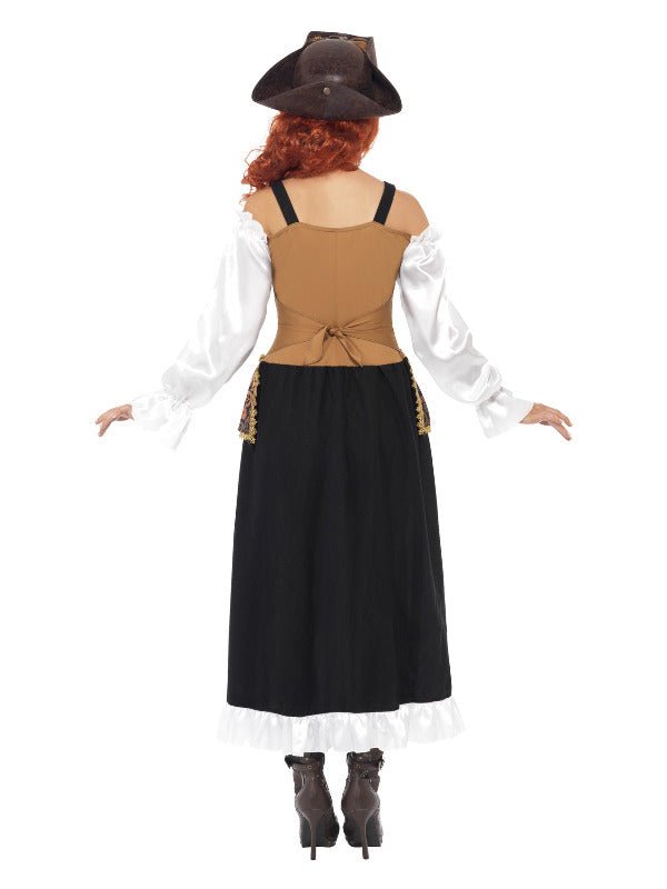 Steam Punk Pirate Wench Costume, Black &amp; Gold - Adult Weekender
