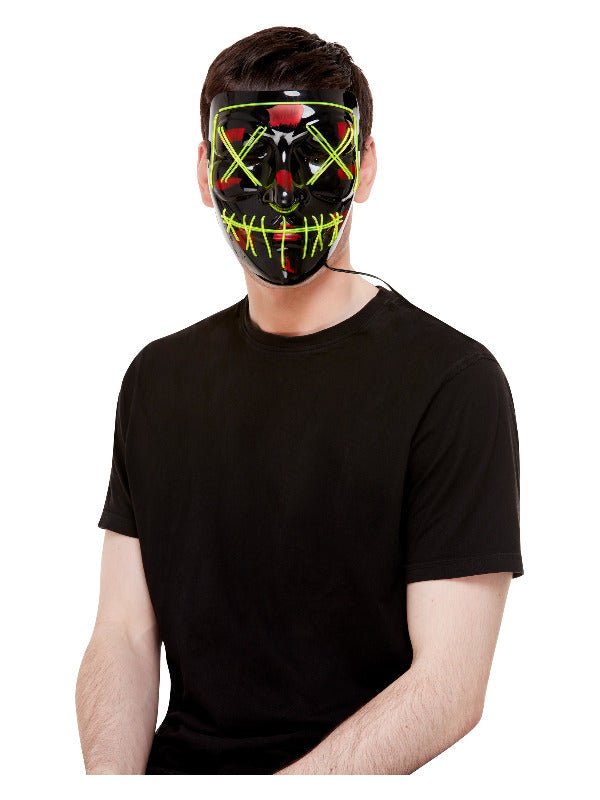 Stitch Face Mask, Green Neon Light Up, Black - Adult Weekender