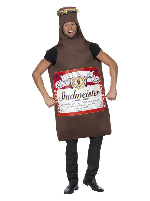 Studmeister Beer Bottle Costume, Brown - Adult Weekender
