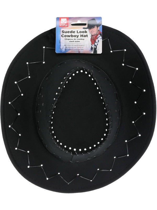 Suede Look Cowboy Hat, Black - Adult Weekender