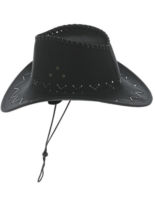 Suede Look Cowboy Hat, Black - Adult Weekender