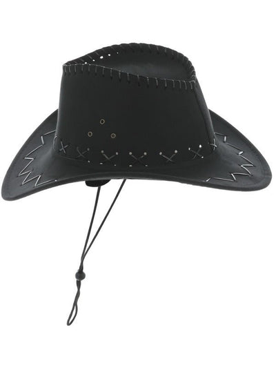 Suede Look Cowboy Hat, Black - Adult Weekender