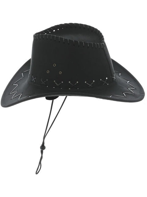 Suede Look Cowboy Hat, Black - Adult Weekender