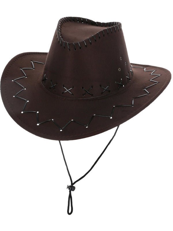 Suede Look Cowboy Hat, Brown - Adult Weekender