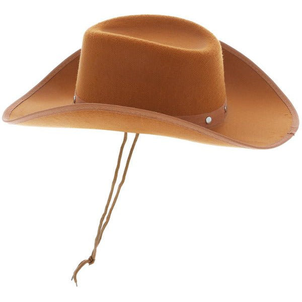 Tan Cowboy Hat, Felt, with Cord - Adult Weekender