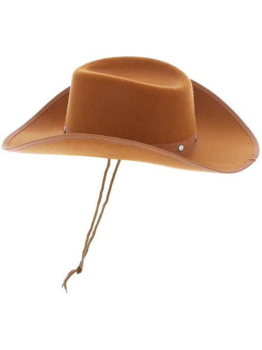 Tan Cowboy Hat, Felt, with Cord - Adult Weekender