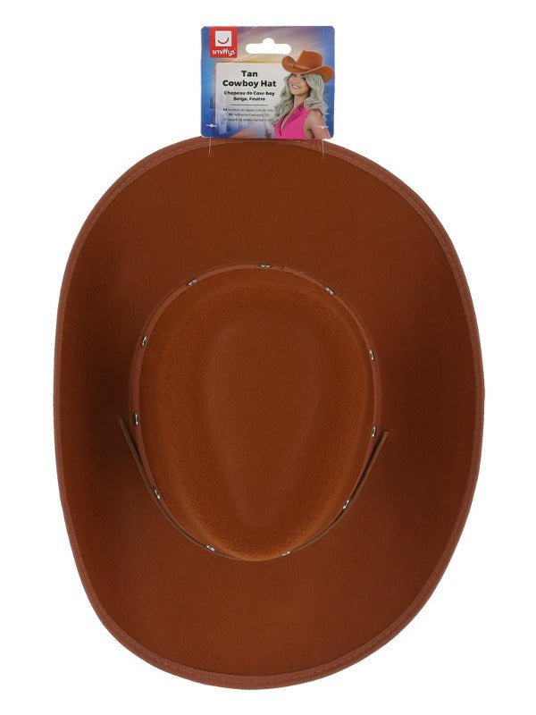 Tan Cowboy Hat, Felt, with Cord - Adult Weekender
