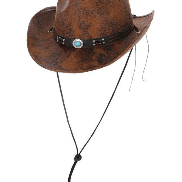 Tan Leather Look Western Cowboy Hat - Adult Weekender