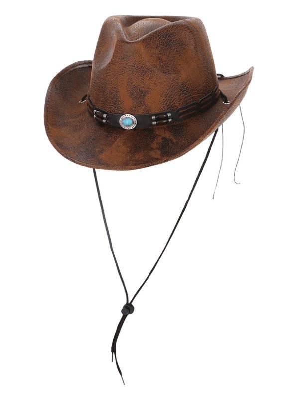 Tan Leather Look Western Cowboy Hat - Adult Weekender