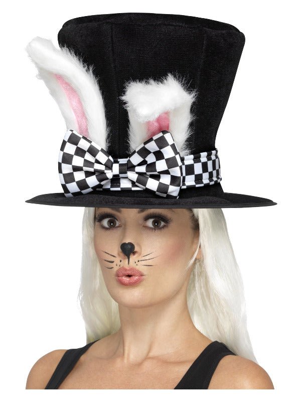 Tea Party March Hare Top Hat, Black & White - Adult Weekender