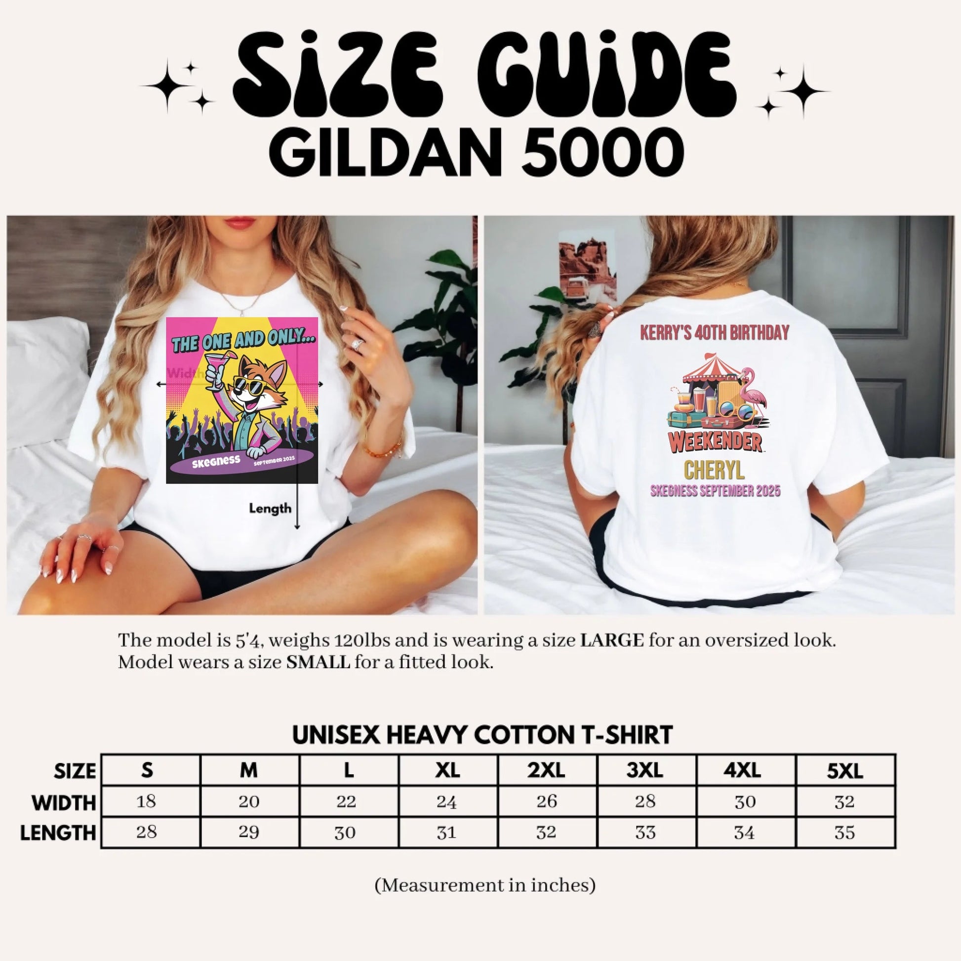 The One and Only - Adult Weekender Front and Back Personalised Unisex Heavy T-Shirt - 90s - Adult Weekender