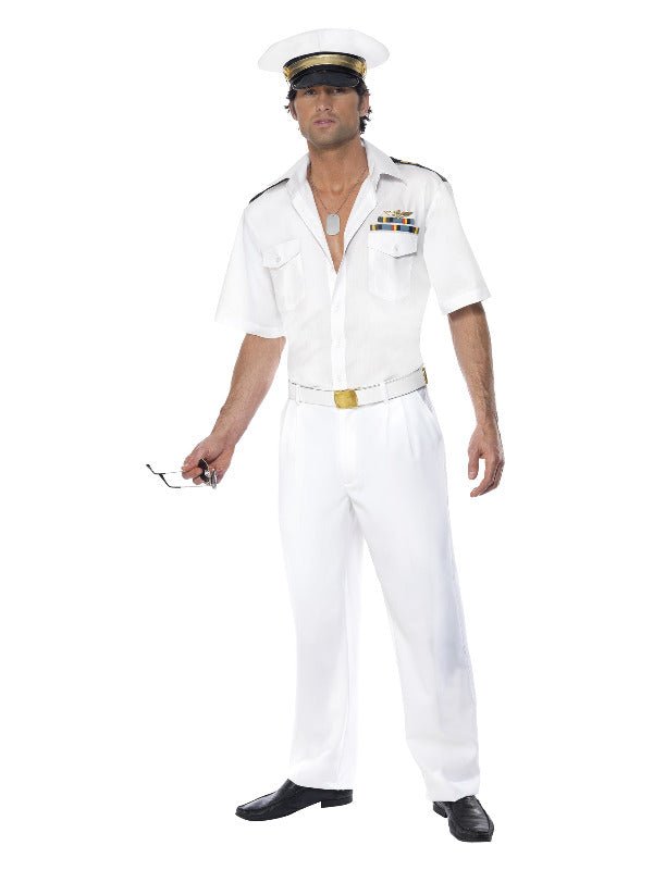 Top Gun Captain Costume, White - Adult Weekender