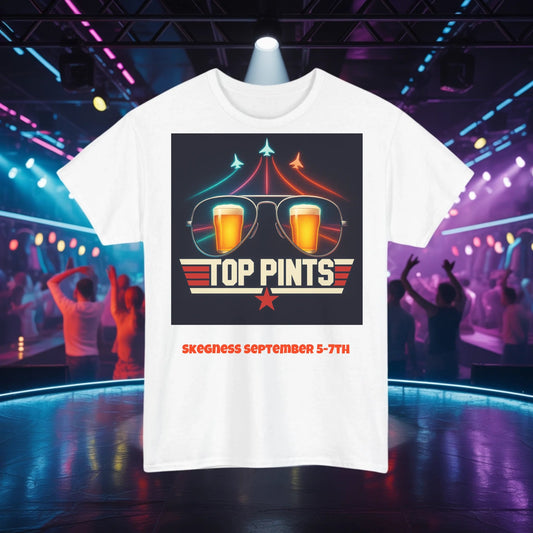 Top Pints - Adult Weekender Front and Back Personalised Unisex Heavy T-Shirt 80s - Adult Weekender