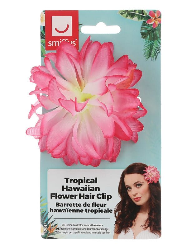 Tropical Hawaiian Flower Hair Clip, Pink - Adult Weekender