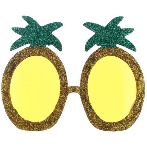 Tropical Pineapple Glitter Glasses, Yellow - Adult Weekender