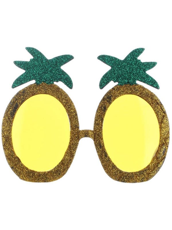 Tropical Pineapple Glitter Glasses, Yellow - Adult Weekender