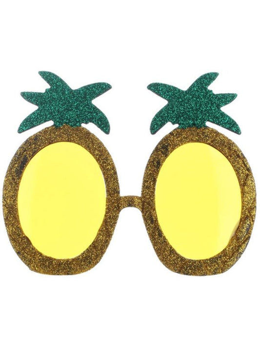 Tropical Pineapple Glitter Glasses, Yellow - Adult Weekender