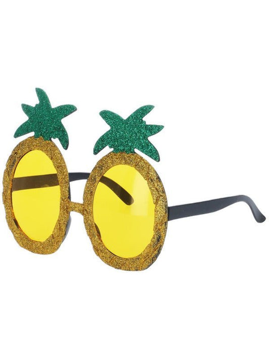Tropical Pineapple Glitter Glasses, Yellow - Adult Weekender