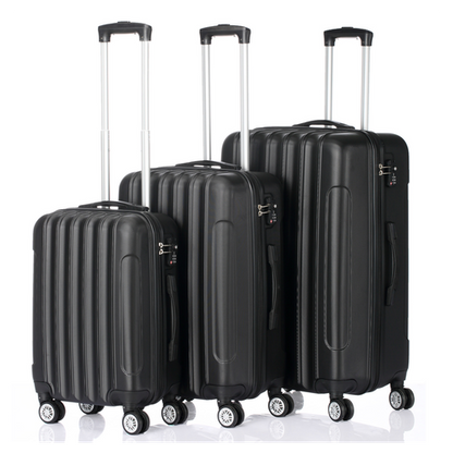 3 Pcs Suitcase Lightweight ABS Carry-on Hand Luggage 4 Spinner Wheels Trolley Case