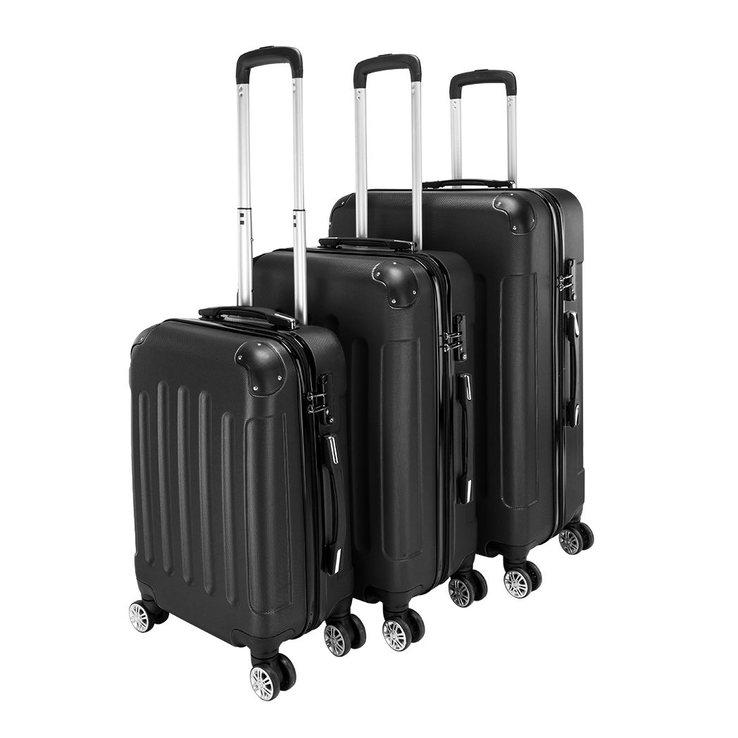 3 Pcs Suitcase Lightweight ABS Carry-on Hand Luggage 4 Spinner Wheels Trolley Case