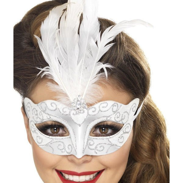 Venetian Glitter Eyemask, Silver - Adult Weekender