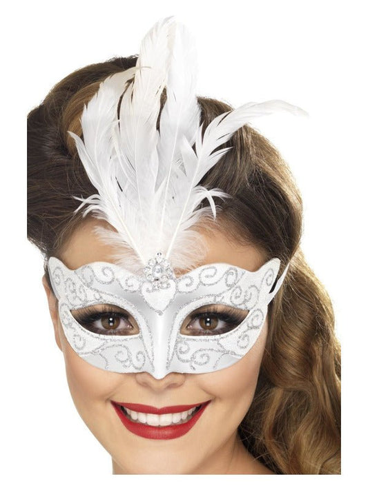 Venetian Glitter Eyemask, Silver - Adult Weekender