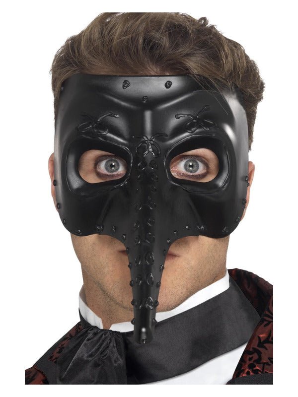 Venetian Gothic Capitano Mask, Black - Adult Weekender