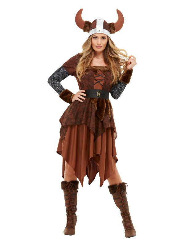 Viking Barbarian Queen Costume, Brown - Adult Weekender