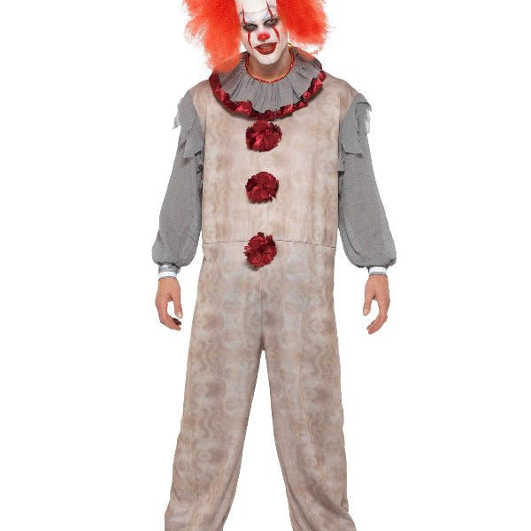 Vintage Clown Costume, Grey & Red - Adult Weekender