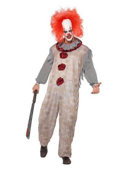 Vintage Clown Costume, Grey &amp; Red - Adult Weekender