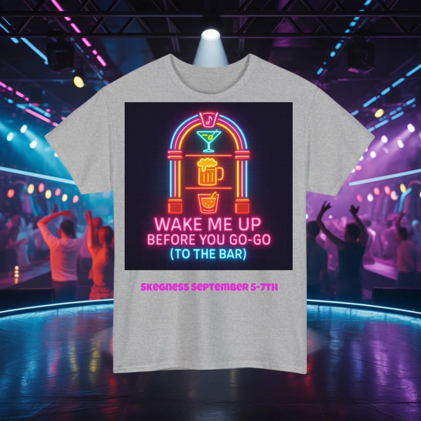Wake me up before you go go - Adult Weekender Front and Back Personalised Unisex Heavy T-Shirt 80s - Adult Weekender