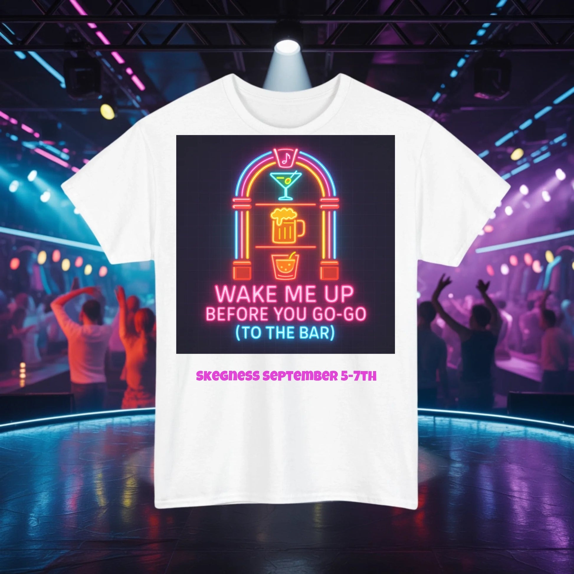 Wake me up before you go go - Adult Weekender Front and Back Personalised Unisex Heavy T-Shirt 80s - Adult Weekender