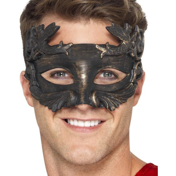 Warrior God Metallic Masquerade Eyemask, Black - Adult Weekender
