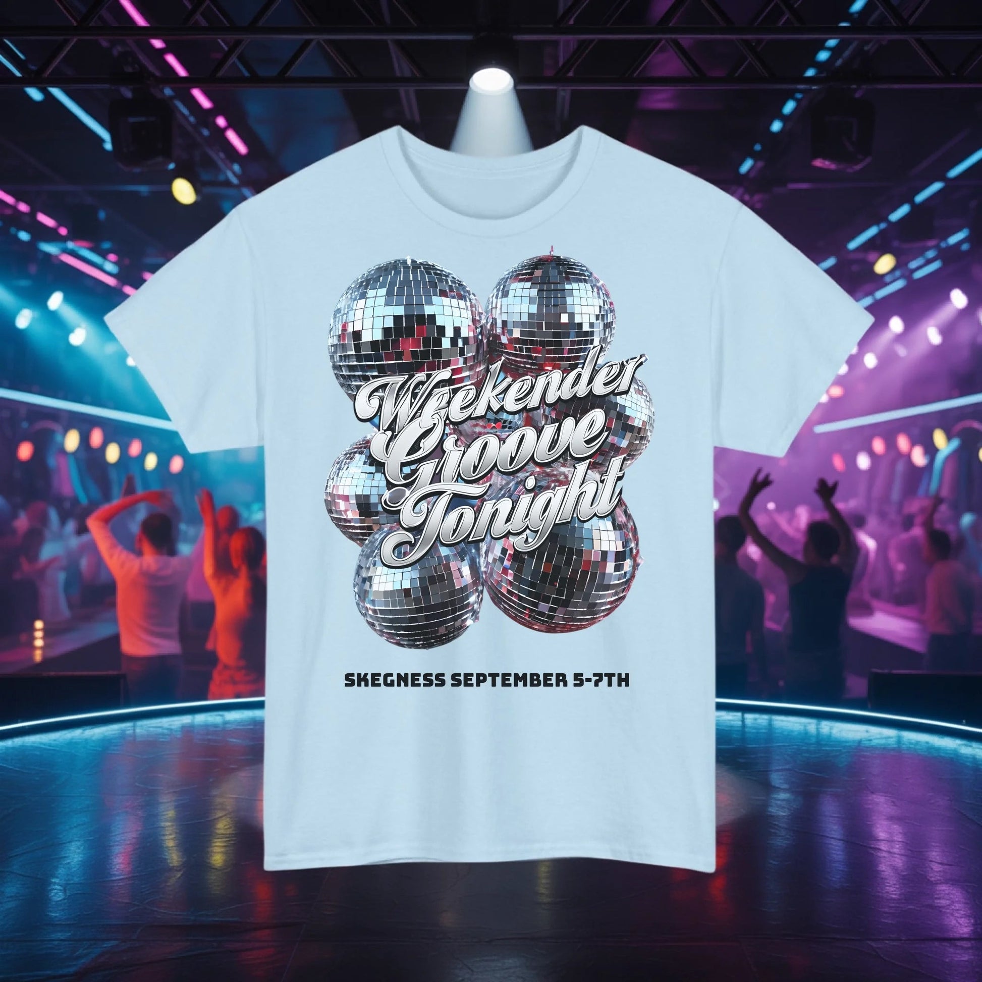 Weekend Groove tonight - Adult Weekender Front and Back Personalised Unisex Heavy T-Shirt 70s - Adult Weekender