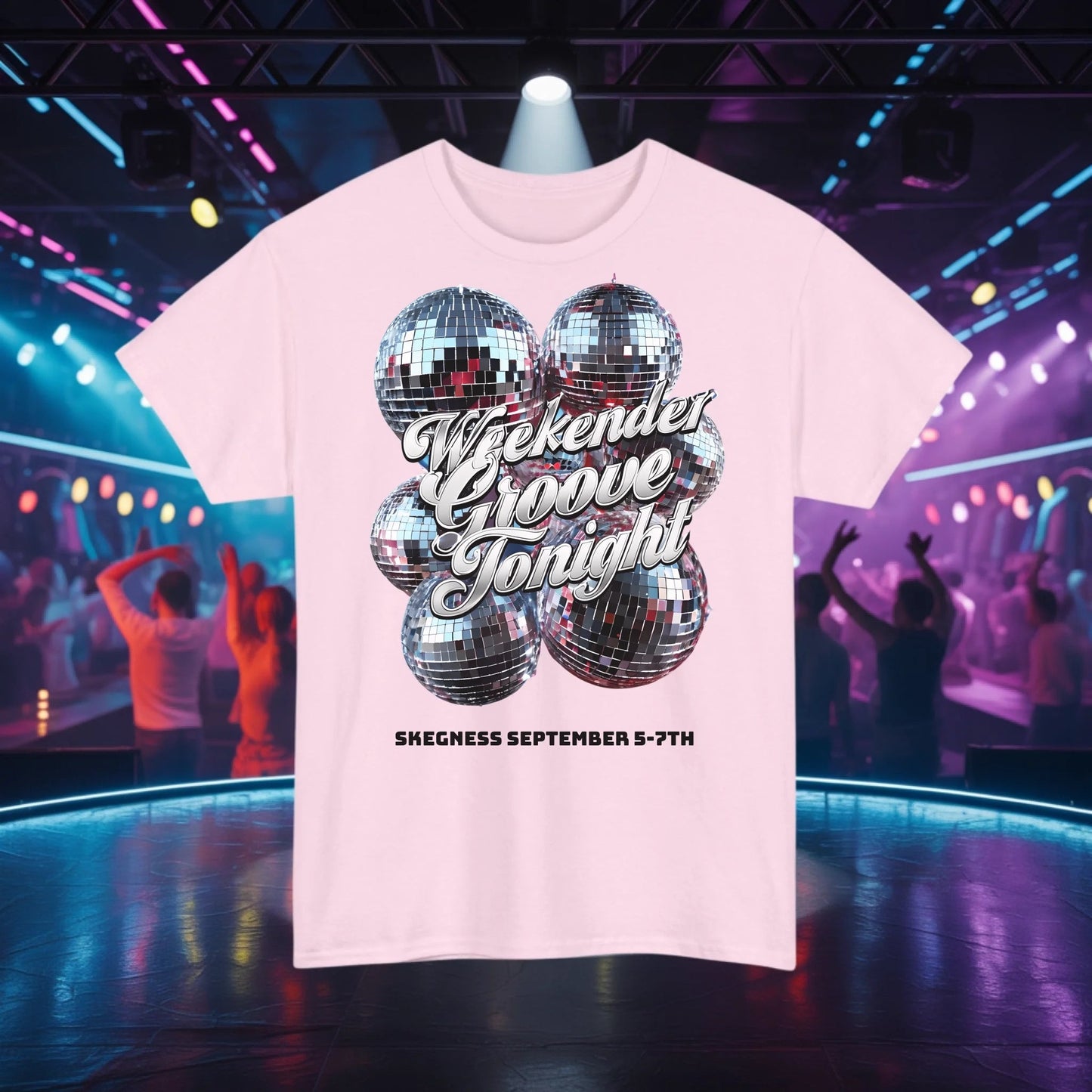 Weekend Groove tonight - Adult Weekender Front and Back Personalised Unisex Heavy T-Shirt 70s - Adult Weekender