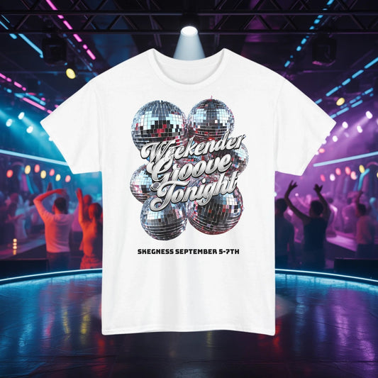 Weekend Groove tonight - Adult Weekender Front and Back Personalised Unisex Heavy T-Shirt 70s - Adult Weekender